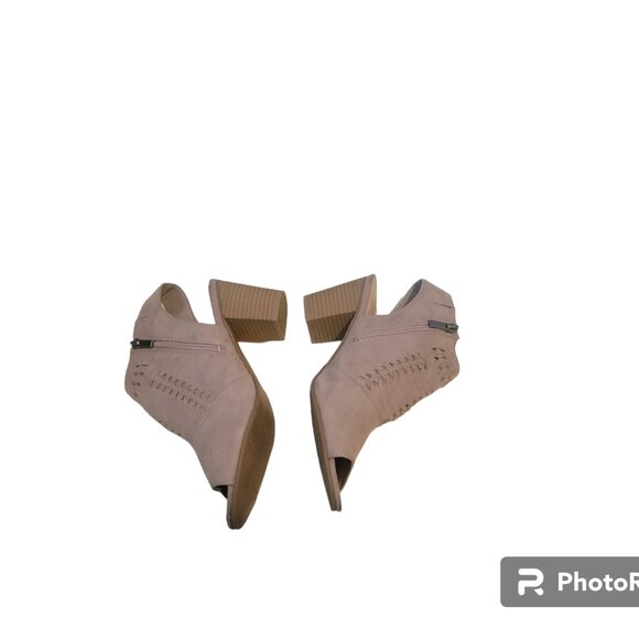 Vintage 7 Eight Peep  Wendi Toe Taupe Booties - Picture 2 of 13